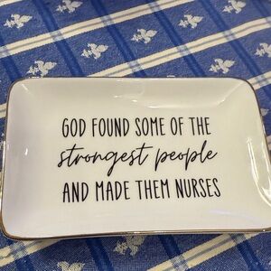 Inspirational White and Gold Ceramic Tray